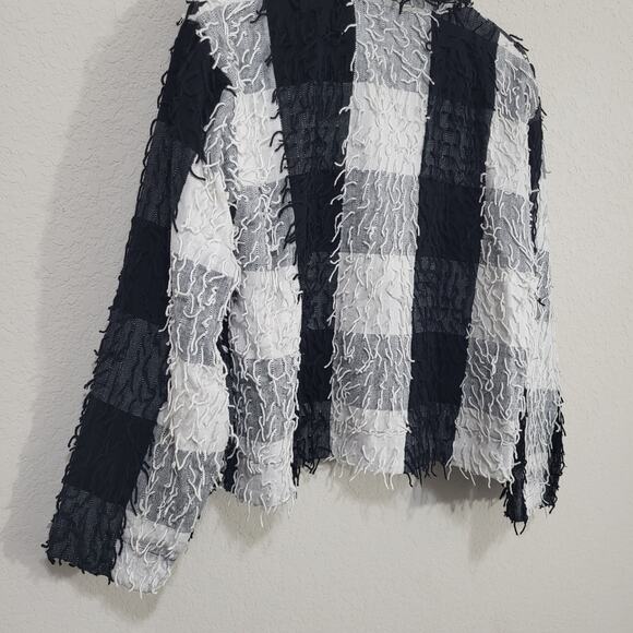 Silver Stream Jacket Womens Size M  Black White Cotton Casual Fringe Edgy Boho - Picture 12 of 12